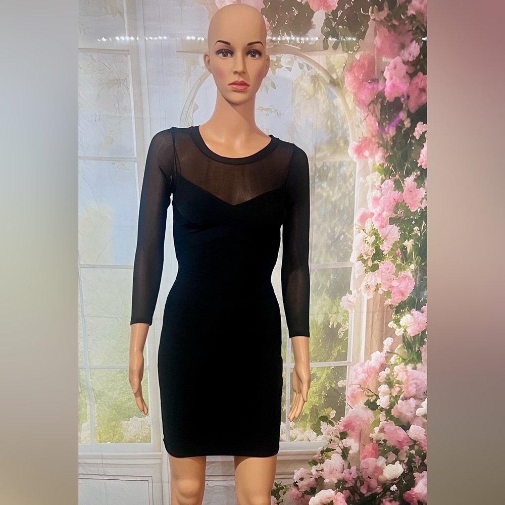 bebe Black Long Sleeve Dress